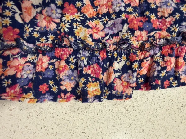 Madden Girl Navy Floral Smocked Waist Mini Dress Size Small - Image 4