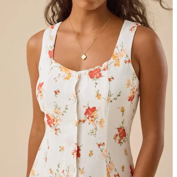 Altar'd State White Floral Button-Front Midi Dress - Image 2