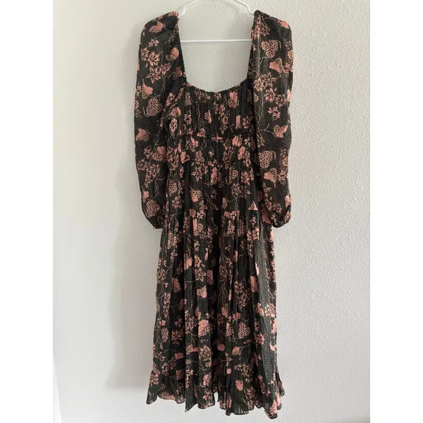 Ulla Johnson Isla Dress Womens 4 Green Floral Tiered Puff‎ Sleeve Boho Prairie - Image 5