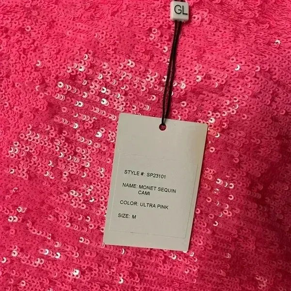 NWT Generation Love Monet Sequin Cami Tank Top Ultra Pink - Image 7