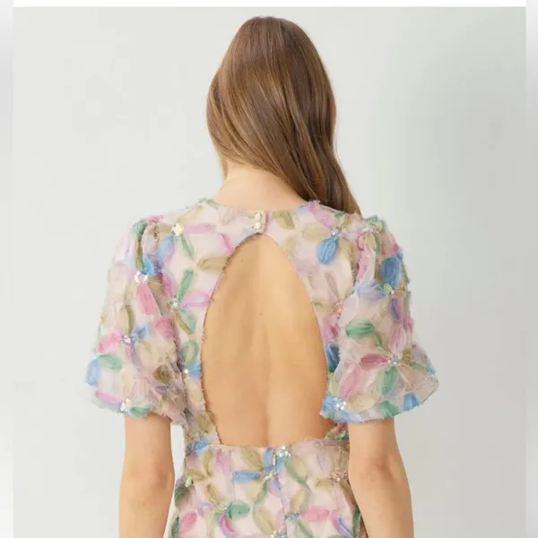 Entro Blush Jacquard Floral Mini Dress - Image 2