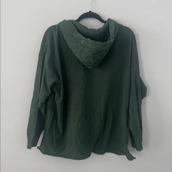 Aerie Lace Up Drawstring Oversized Hooded Sweatshirt Size S Evergreen - Image 10