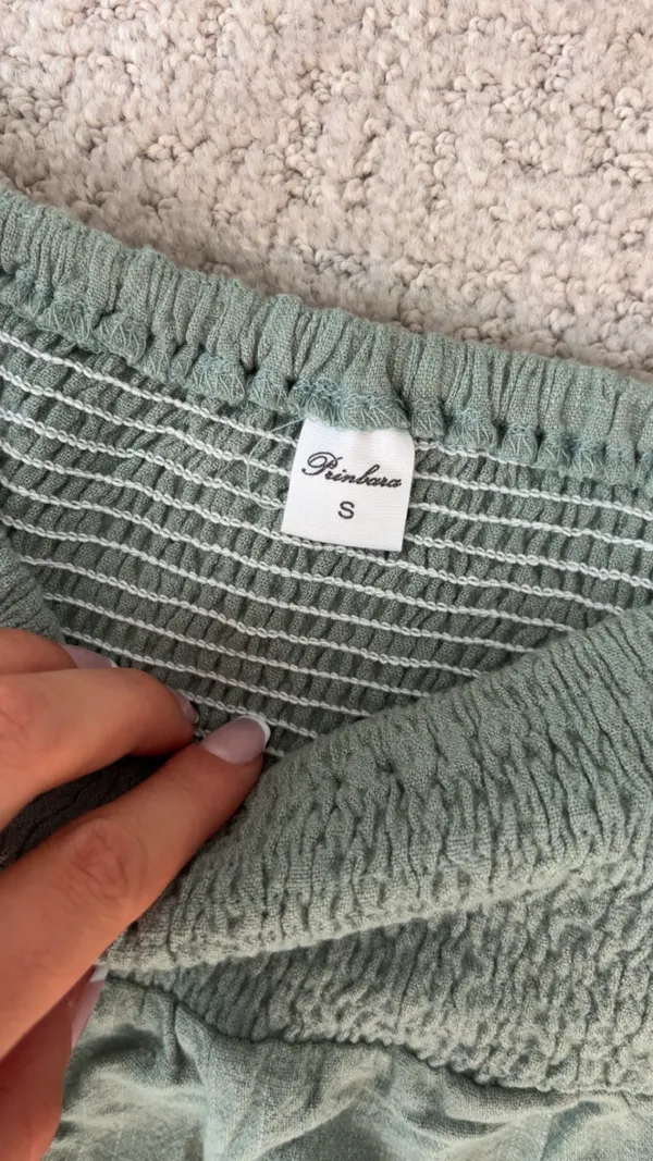 green wide legged linen pants boho - Image 2