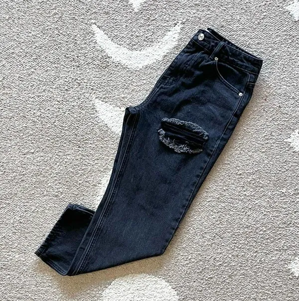 Adika Andor High Rise Straight Leg Cropped Jeans in Black Size 30 - Image 4