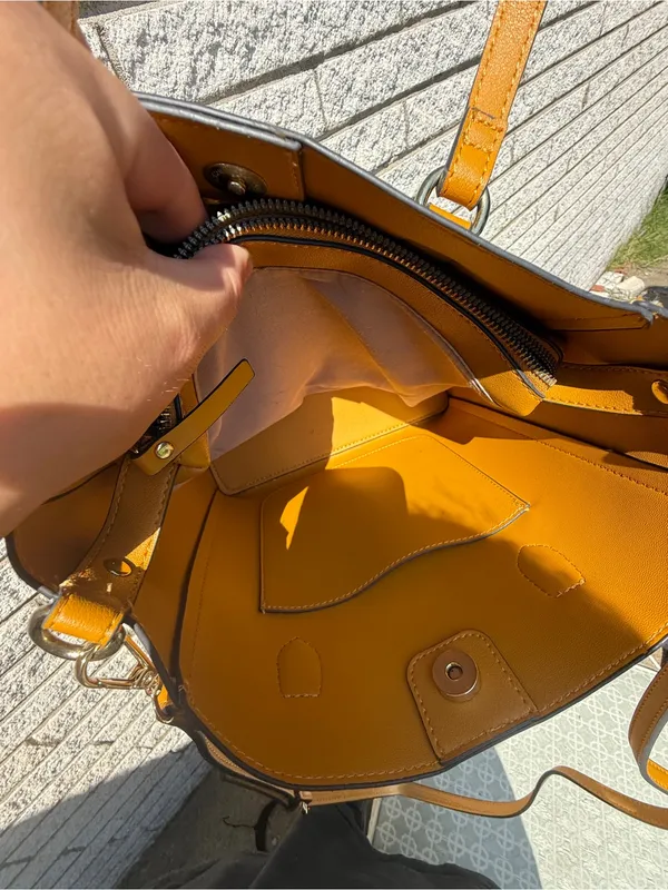 Nanette Lepore Mustard Yellow Tote Bag - Structured Everyday Carry - Image 7
