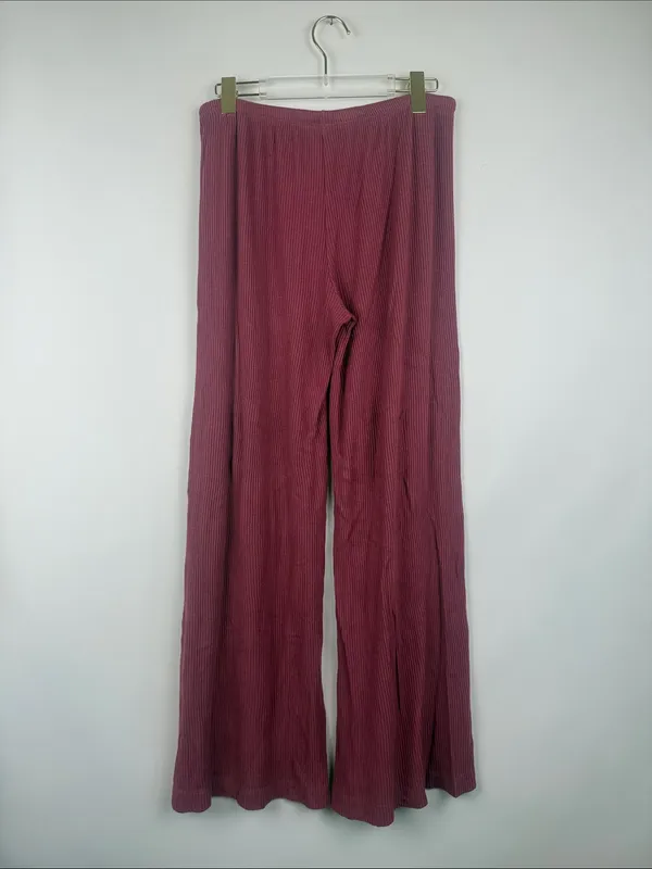 Auden Women's Cozy Ribbed Wide Leg Pants - Rose Pink Size Medium - Image 6