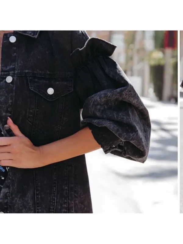 VICI Avec Les Filles Nayla acid wash denim jacket - black - Image 4