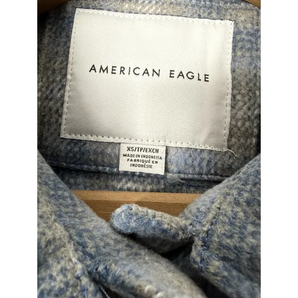 American Eagle Brushed Plaid Shacket Oversized Sz XS Grunge Flannel Boyfriend - Image 7