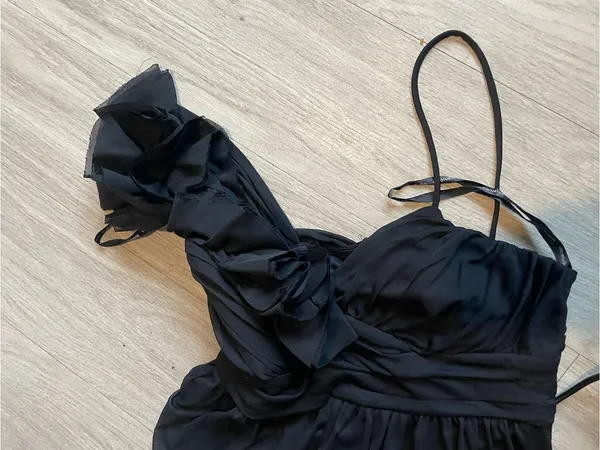 AB Studio Black One-Shoulder Ruffle Prom Dress - Image 2