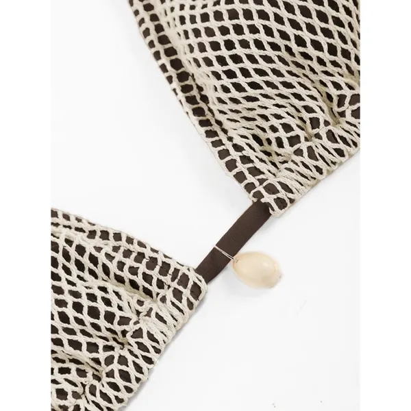ZAFUL Black S/M Bikini Multiway Fishnet Tie Side Bandeau Halter Swimsuit NEW! - Image 4