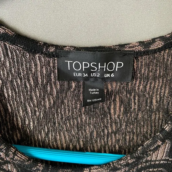 Topshop sz XS black‎ cream lace bodycon dress - Image 4