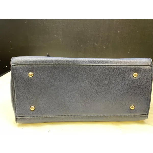 Womens Navy Blue with Gold Accents Handle Bag Satchel Shoulder Bag SKU 6575 - Image 5