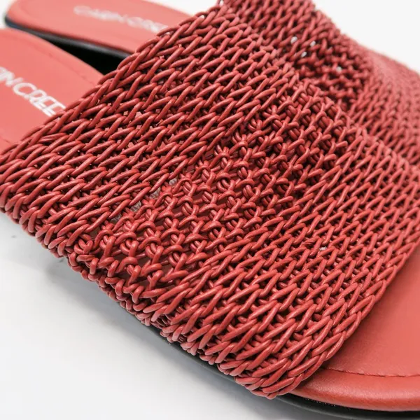 Vintage 90s Cabin Creek Red Woven Wedge Sandals - Image 5