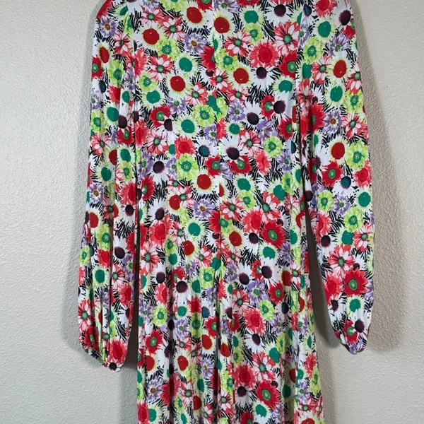 AFRM Red Green Floral Mini Dress Womens S Boho Spring Colorful Flirty Night Out - Image 4