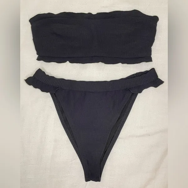 Ris-k Prowl Top & Horizon Bottom Ruffle Bikini, Black, Size S, NWOT - Image 5