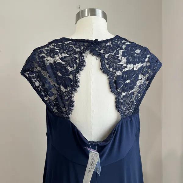 Catherine’s Navy Lace ‎ Draped Bodice Handkerchief Hem Formal Dress 1X - Image 7