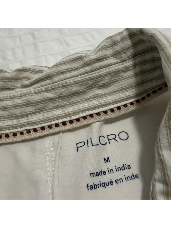 Pilcro Ruched Varsity Polo Tank Top Sleeveless Off White Sz M Medium - Image 8