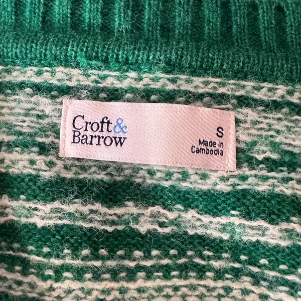 Croft & Barrow Small Sweater Fair Isle Crew Neck Long Sleeve Pullover Green New - Image 7