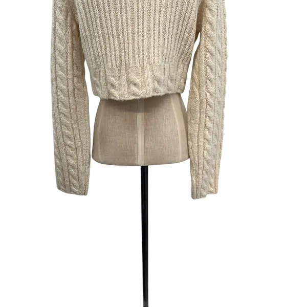 & Other Stories Cable Knit Sweater‎ Cropped Wool Blend Cream Ivory Size Small - Image 10