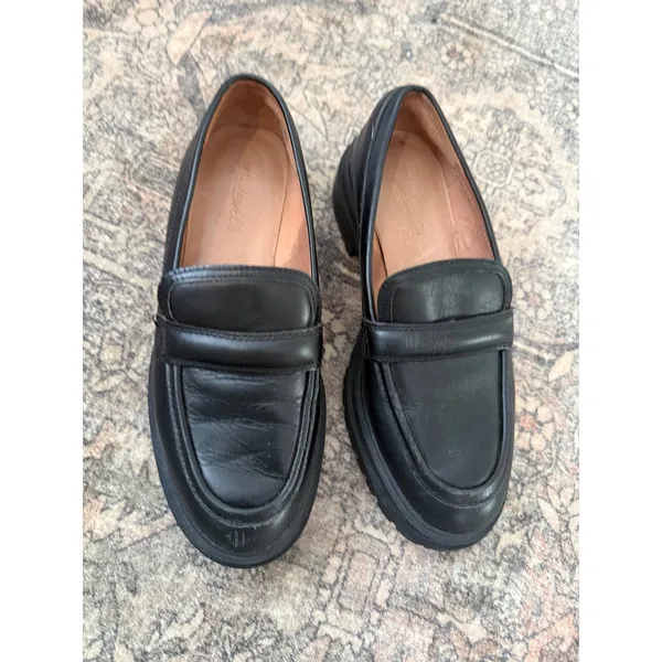 Madewell Bradley Lugsole Loafer Black Leather Penny Loafers Size 8 - Image 2