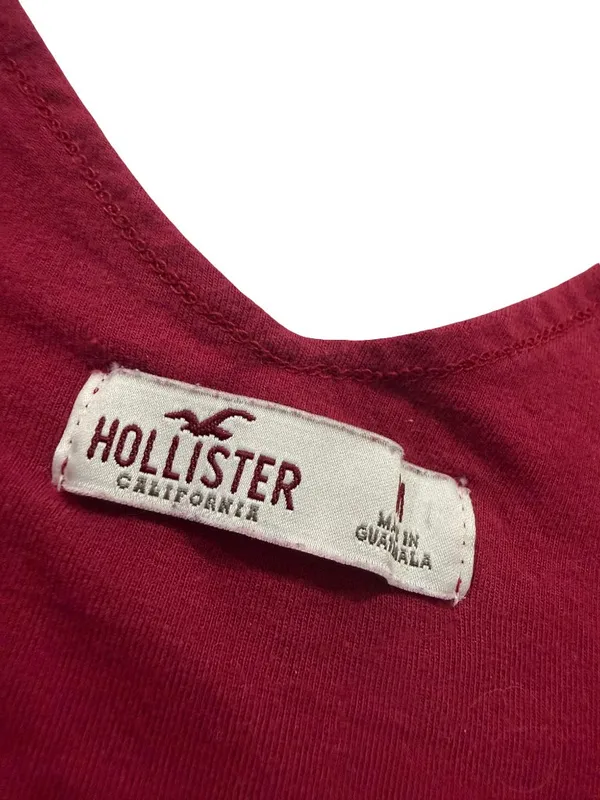 Hollister Burgundy Ribbed Sweetheart Cami Crop Top Tank Shirt Low Medium Women's - Image 6