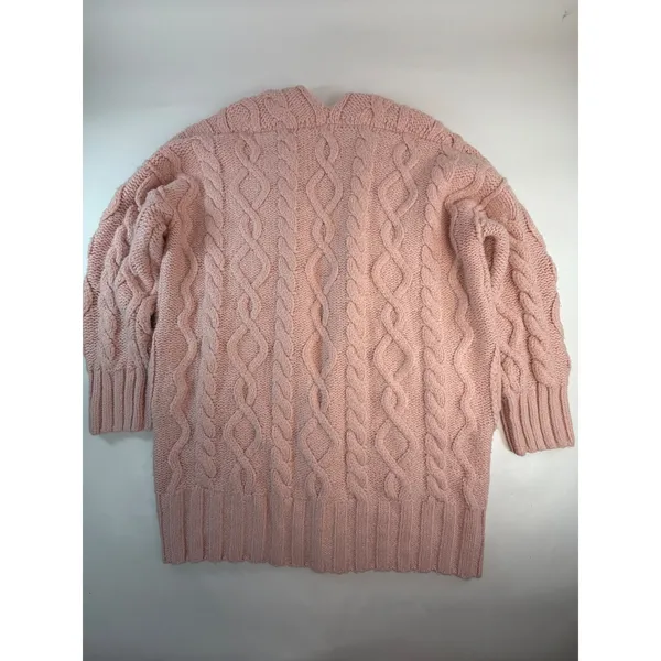 Boston Proper Blush Pink Cable Knit Open Front Longline Cardigan Sweater Small - Image 2