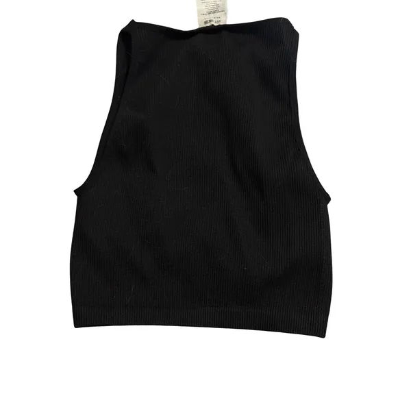 Cotton On Women‎ Black Cropped Ribbed High Neck Black Tank Sleeveless Size XS/S - Image 3