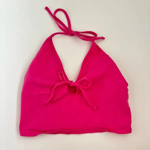 Garage Hot Pink Halter Tie Top   - Image 2
