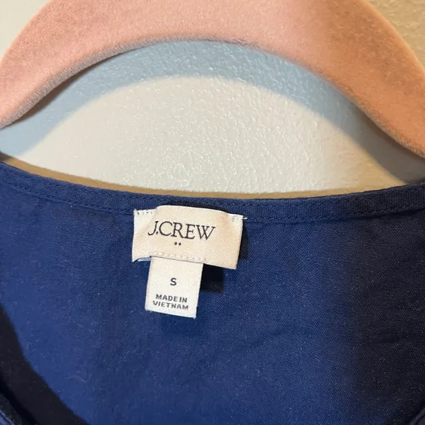 J. Crew Navy Blue Linen Cotton Blend Button Front Sleeveless Top Small - Image 4