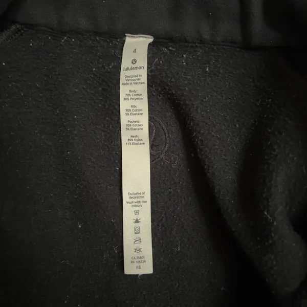 Lululemon Radiance‎ Jacket Black Full Zip Funnel Neck Fleece Size 4 - Image 5