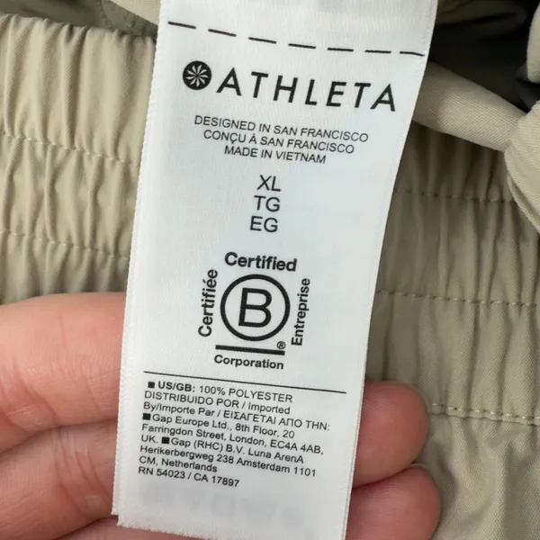 Athleta Cascade High Rise‎ Cargo Poplin Pant Oak Beige Women XL Pockets Y2K - Image 6