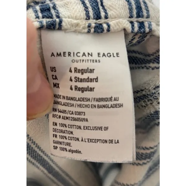 American Eagle Outfitters Women's Size 4 Blue White Striped Pants Tapered Crop - Image 6