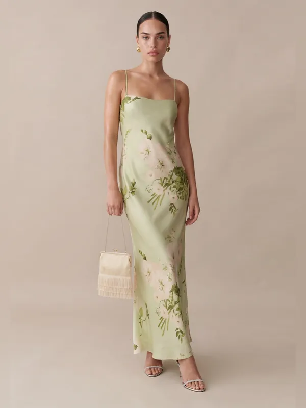 NWT o.p.t Mazzy Silk Dress size Large L Few Moda Mint Blossom Green floral maxi - Image 3