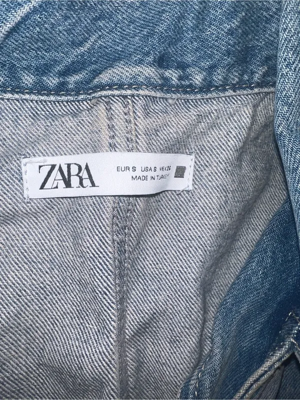 Zara Light Blue Denim Jacket Dress size Small - Image 5