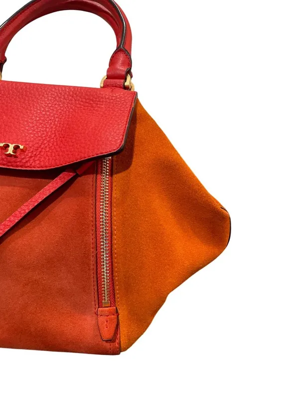 Tory Burch wms red orange suede leather tassled crossbody handbag SKU 10-229 - Image 5