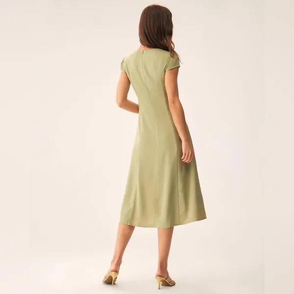 RIHOAS Green V-Neck Button Midi Dress XL - Image 5