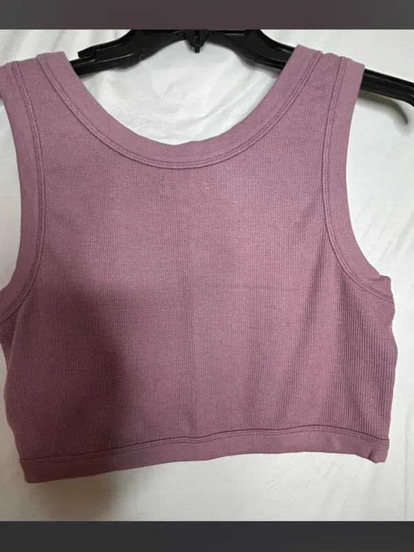 Madewell Womens Crop Tank Top Antique Purple Scoop Crew Neck Ribbed Size XL. - Image 4