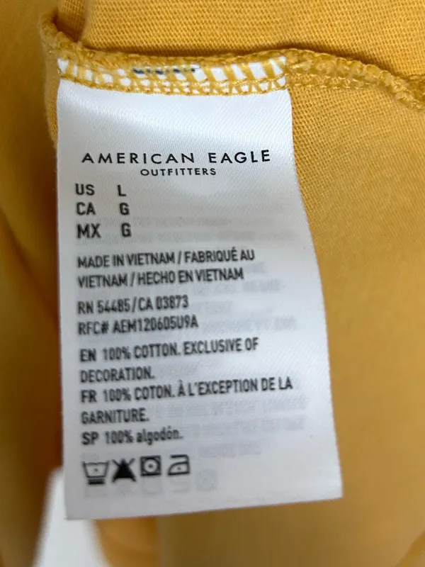American Eagle Cotton Super Soft Mustard Colored Tee Shirt Size L Large NEW - Image 9