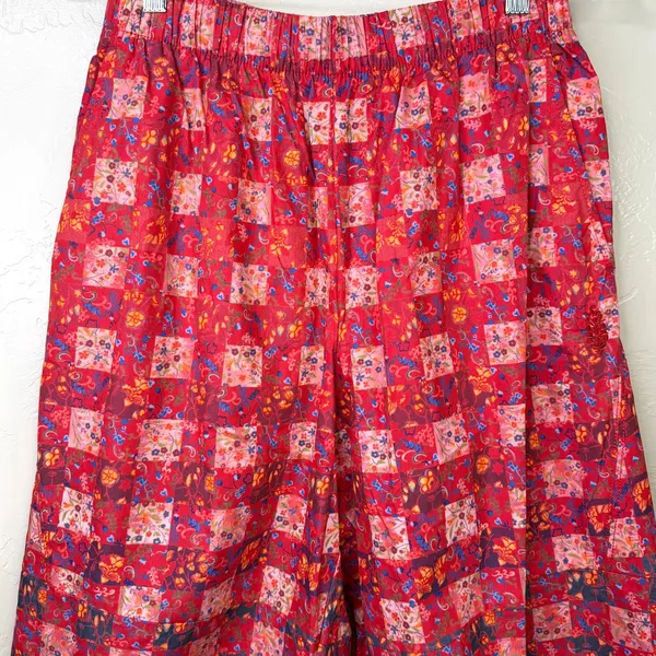 NEW FP Movement Free People Game Day Meadow Red Patter Printed Barrel Leg Pants - Image 6