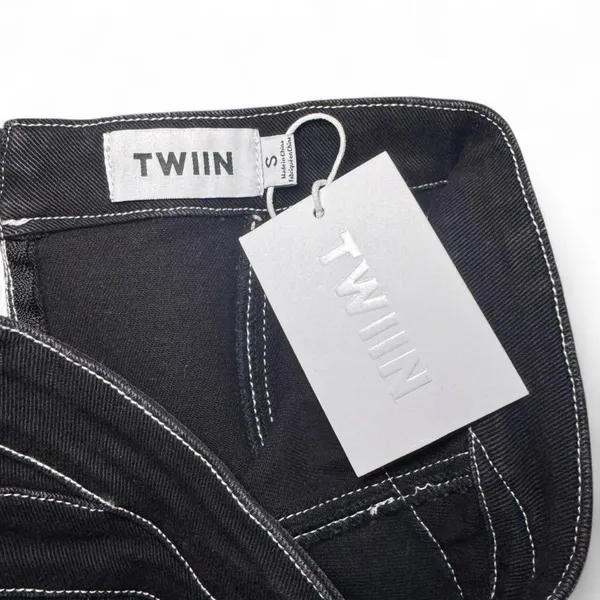 NWT TWIIN x Evil Twin Depart Faded Black Denim Micro Mini Skirt — SMALL - Image 2