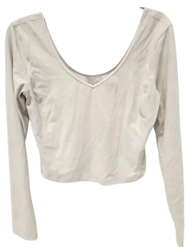 Lululemon Align Cropped Long Sleeve Shirt Womens 8 Beige Nulu Scoop Neck Yoga - Image 3