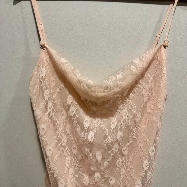 Vintage Y2K Avon Blush Lace Cowl Neck Slip Dress Chemise Medium - Image 3