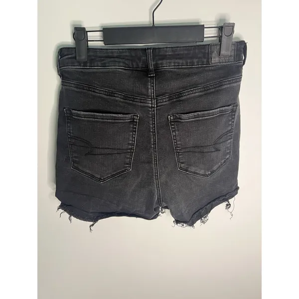 American Eagle Wm 6 Black Distressed Ripped‎ Shorts Grunge Emo Festival Goth Punk Edgy Y2K - Image 3
