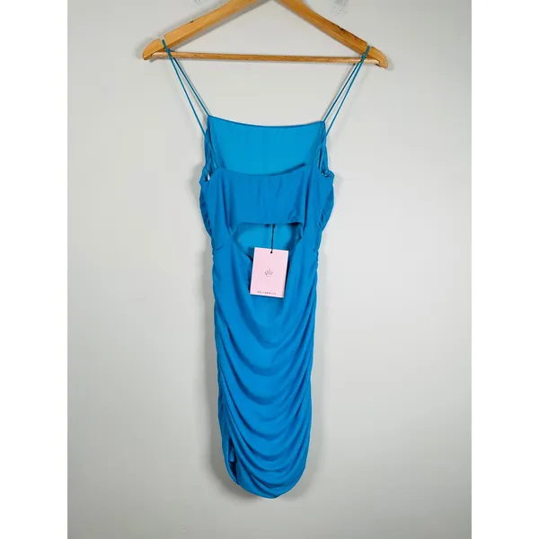 NWT Hello Molly Mini Dress Women Size 6 Blue Ruched Bodycon Party night out - Image 3