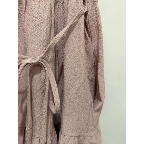 Calvin Klein Pink Crinkle Tiered Mini Dress Flutter Sleeve Pockets Size 16 - Image 5