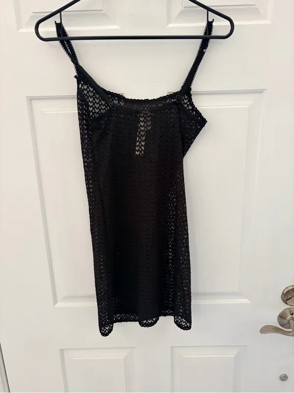 PINK Victoria's Secret Black Heart Lace Swim Cover-Up Slip - Image 6