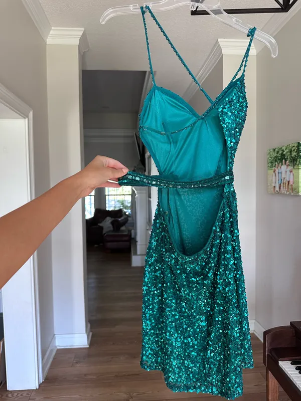 Green Sequin Homecoming Dress Size 2 - Image 6