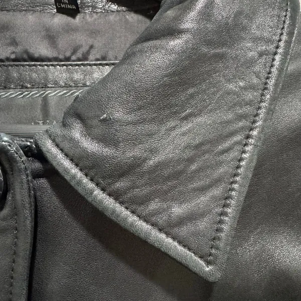 Black Genuine Leather Fitted Jacket Avanti Women’s L Button Front - Image 5