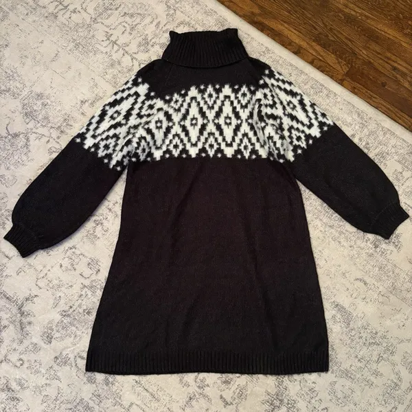 Maurices Fair Isle Sweater Dress Size XXL Turtleneck Mini Knee Length Cozy Knit - Image 2