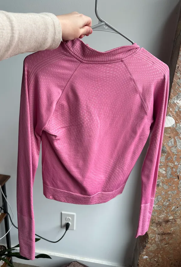 Lululemon Rest Less Cropped Half-Zip Grid Warp Pink Blossom / Sugar Pink - Image 5